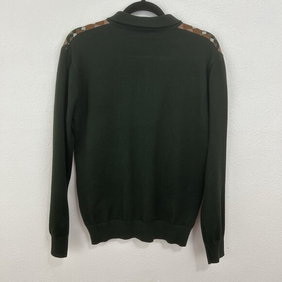 PJ Paul Jones VTG Inspired Argyle  Cardigan Sweater Collar Button Down Grandpa S - Picture 6 of 12